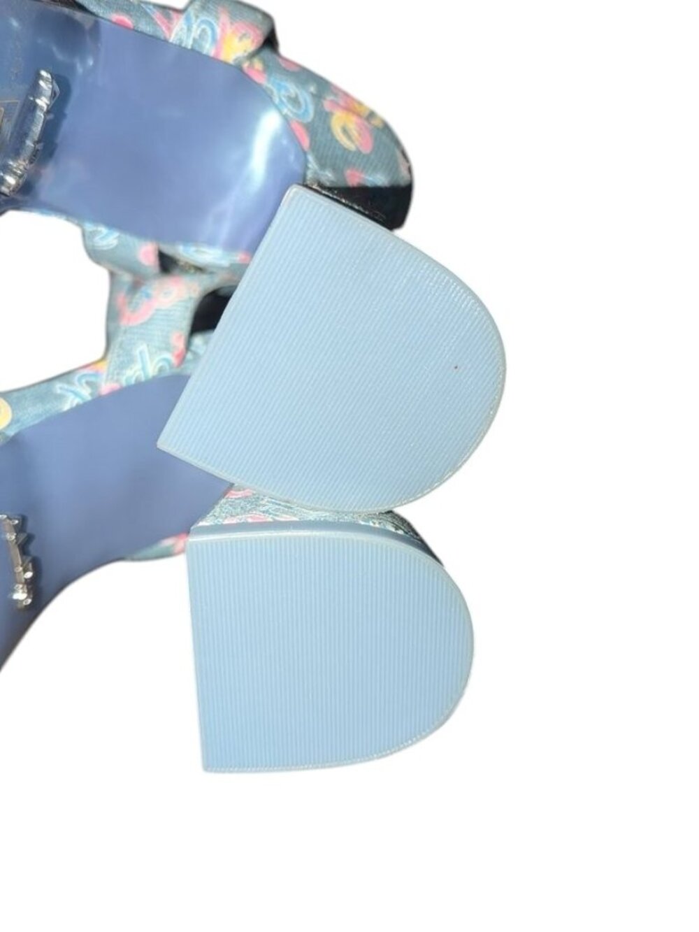 Aldo X Barbie Party BarbieParty Platform Logo Denim Block High Heel Sandals - Picture 5 of 11
